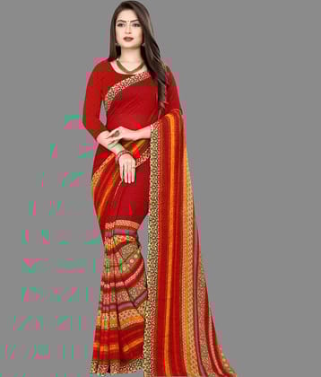 ANAND SAREES Georgette Printed Saree With Unstitched Blouse Piece ( Green )