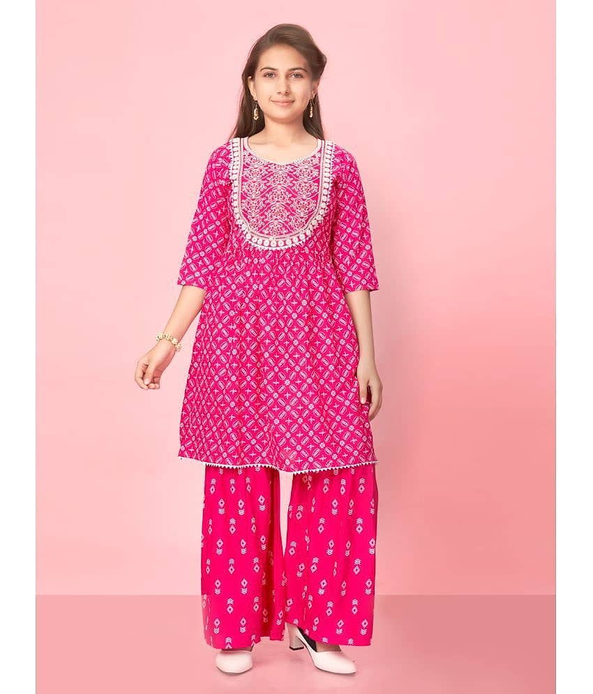 Aarika Girls Cotton Kurta and Sharara Set ( Pack of 1 , Pink )