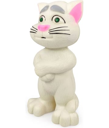 Intelligent Talking Tom Cat, Speaking Robot Cat Repeats What You Say, Touch Recording Rhymes and Songs, Musical Cat Toy for Kids (White)