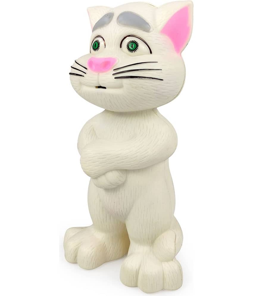 Intelligent Talking Tom Cat, Speaking Robot Cat Repeats What You Say, Touch Recording Rhymes and Songs, Musical Cat Toy for Kids (White)