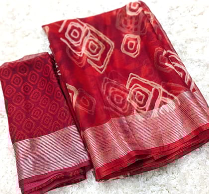 butterfly chiffon Zari woven border Abstract print