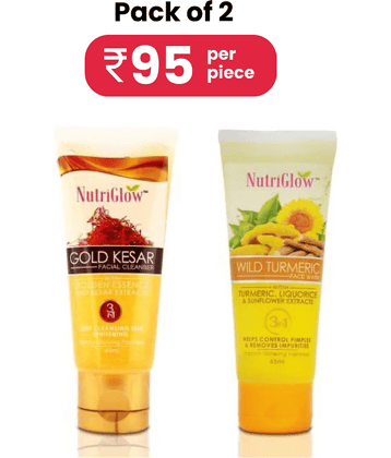 Nutriglow Gold Kesar Face + Wild Termeric Face Wash Each 65gm For All Skin Type (Pack of 2)