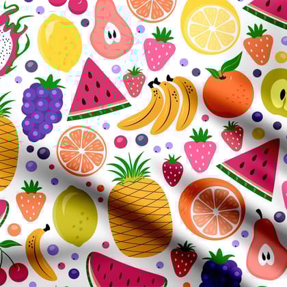 Colorful Fresh Tropical Fruits and Berries-Cotton