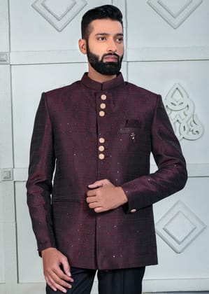 Wine Designer Jodhpuri Suit for Mens-S