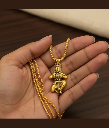 Charms Gold Religious Pendant With Chain ( Pack of 1 )