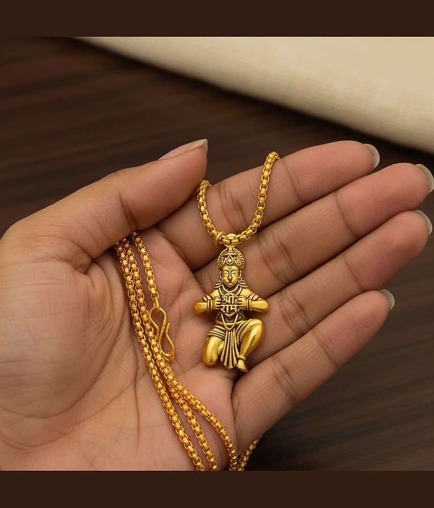 Charms Gold Religious Pendant With Chain ( Pack of 1 )