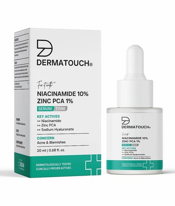 DERMATOUCH Niacinamide 10% + Zinc PCA 1% Serum for Men & Women - Face Serum for Acne, Blemishes & Oil Control / Suitable for All Skin Types 20ml