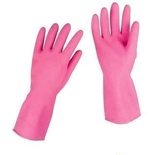 AAbha Pink Hand Gloves Washing Cleaning Kitchen Gloves AAbha Pink Hand Gloves Washing Cleaning Kitchen Gloves