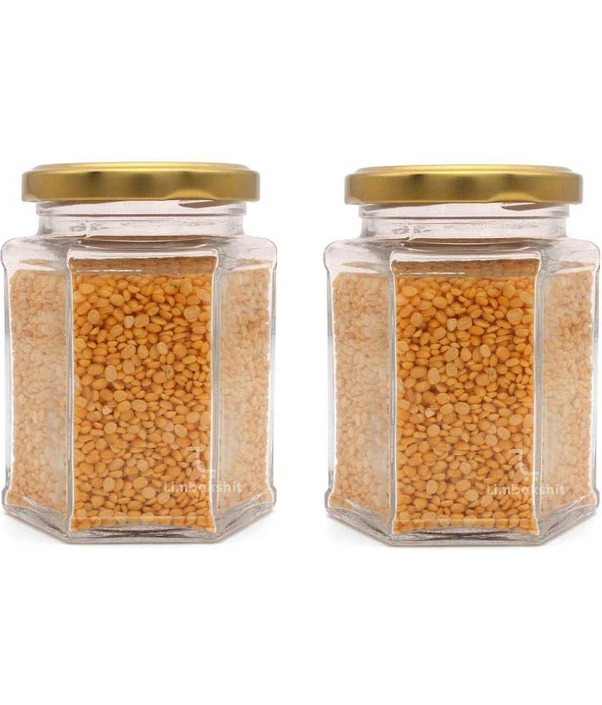 Somil Glass Container Glass Transparent Dal Container ( Set of 2 )