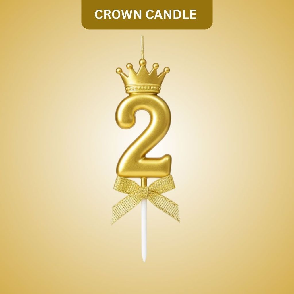 Golden Crown Numerical Candle No. 2 - Party and Festive Needs | Buy online on ZillyBuy