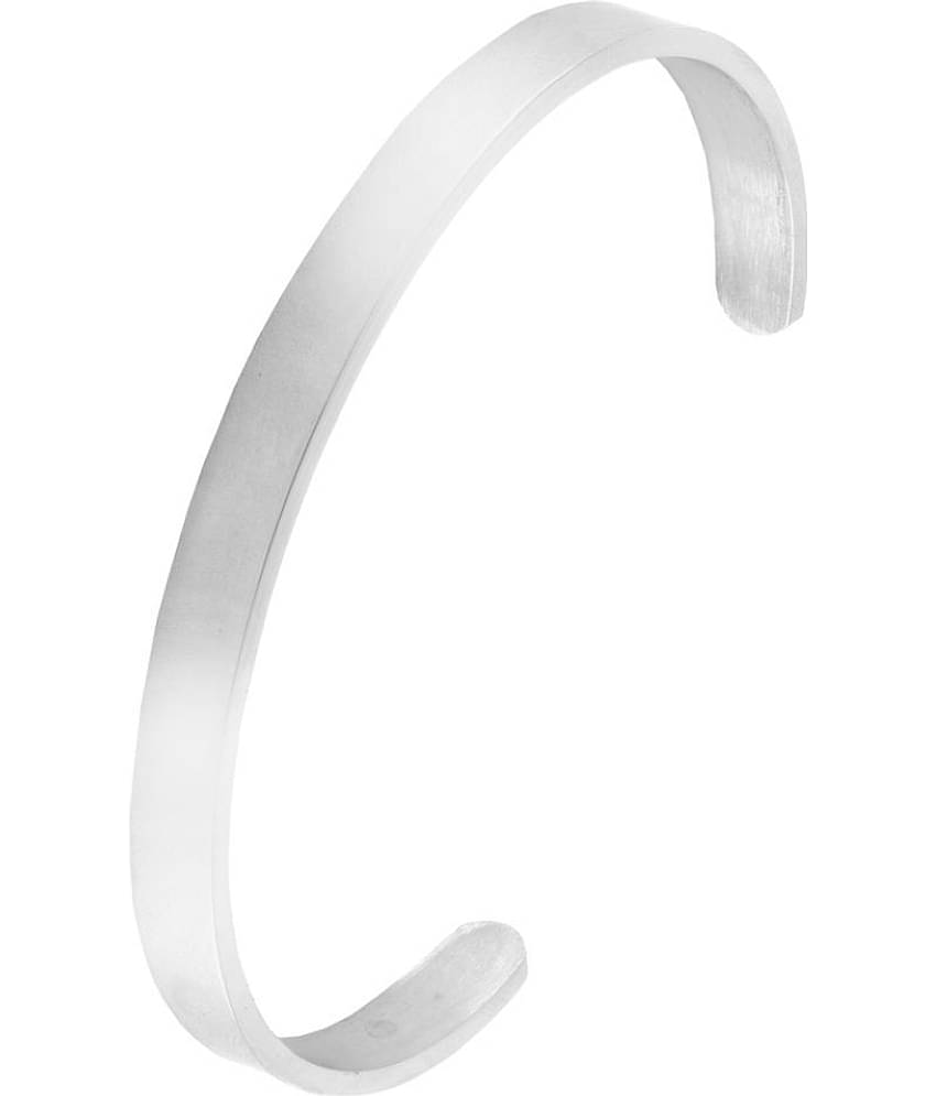 Glossy Silver Plated 316L Surgical Stainless Steel Cuff Kada Bangle Bracelet For Men
