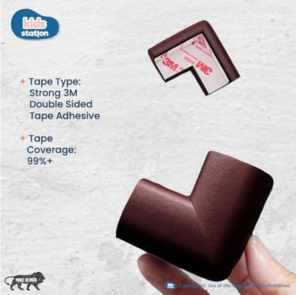 Kids Station Baby Safety Kit- 5 Meter Safety Strip + 8 Corner Guards + 4 Door Stoppers + 10 Child Safety Locks for Drawers, All-in-one Baby Proofing Kit (5 Meter Edge Protector Kit (Brown + Brown))