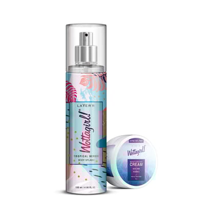 Layer'r Wottagirl Tropical Berry Body Splash 135ml with Get Moisturizing Cream 25g