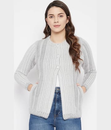 zigo Woollen Round Neck Women's Buttoned Cardigans - Grey ( Single )