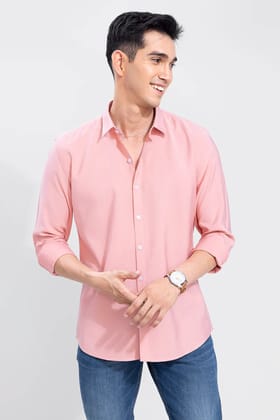"Blush Elegance: Pink Popcorn Full Sleeve Shirt for Women by GlamaStitch"-S