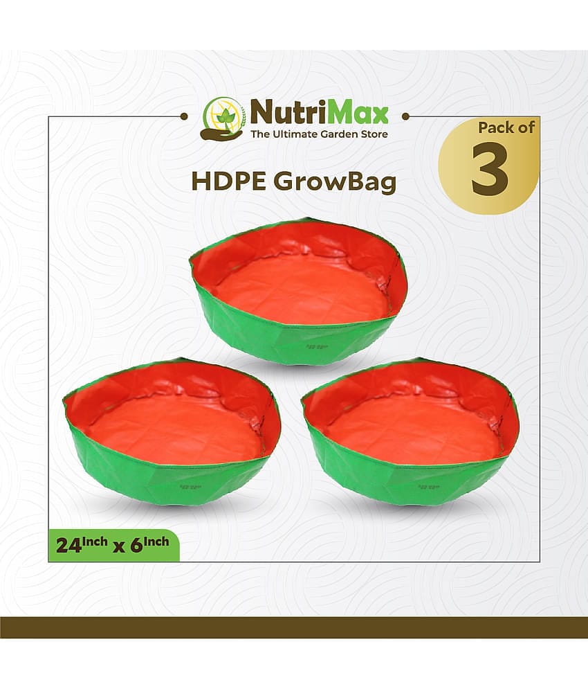 Nutrimax 200 GSM HDPE Grow Bags 24 inch x 6 inch Pack of 3 Outdoor Plant Bag
