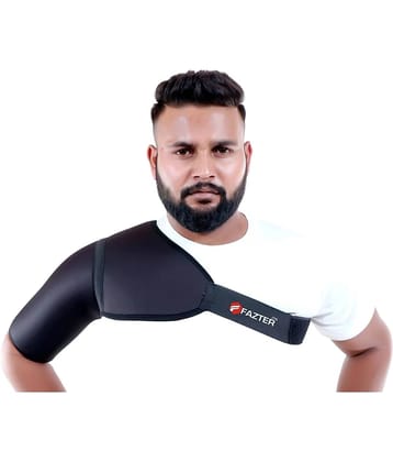 FAZTER Universal Shoulder Support Brace With Adjustable Stretch Strap Wrap Belt - Right Shoulder Support (Black) - None