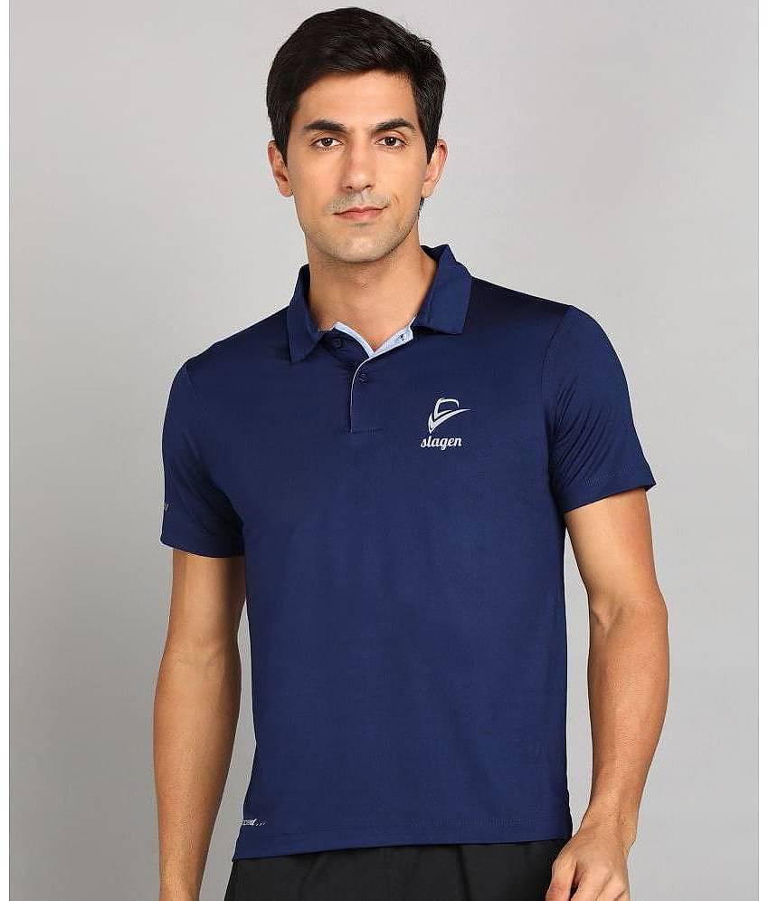 SLAGEN - Blue Polyester Slim Fit Men's Sports Polo T-Shirt ( Pack of 1 )