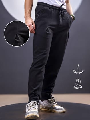 Invert Pleat Black Trackpant-S