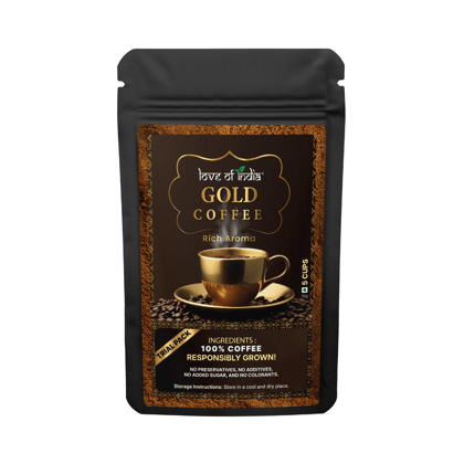 Love of India Gold Coffee - Rich Aroma | Instant Coffee | 10gm (5cups) Pack 10gm Pack of 1