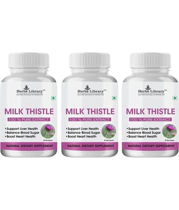 Herbs Library Milk Thistle Extract for Liver Detox & Good Liver Health 60 Capsules Each (Pack of 3)