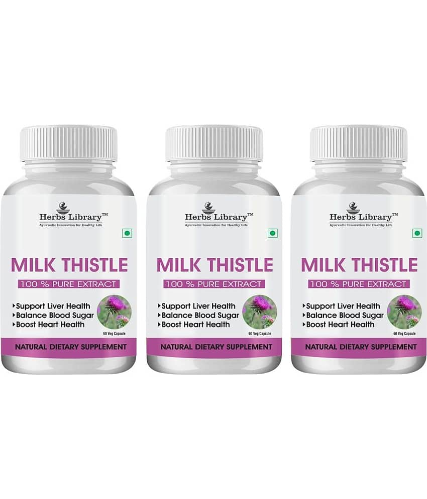 Herbs Library Milk Thistle Extract for Liver Detox & Good Liver Health 60 Capsules Each (Pack of 3)