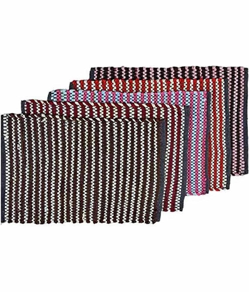 AMRO Beautility Needs - Regular Cotton Door Mat ( 40 X 60 cm ) Set of 5 - Multi