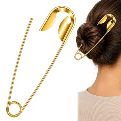 Oversized Gold Safety Pin Hair Clip