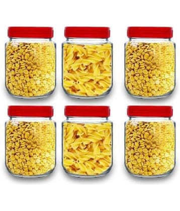 CROCO JAR - Red Glass Food Container ( Pack of 6 )