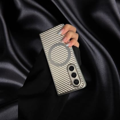 Luxury Silver Electroplated Matte Transparent Case-Samsung Galaxy Z Fold 4
