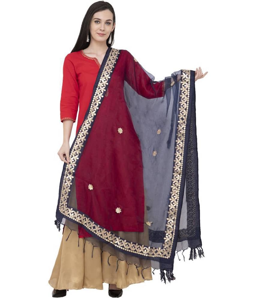 A R Silk Black Organza Hand Embroidered Dupatta