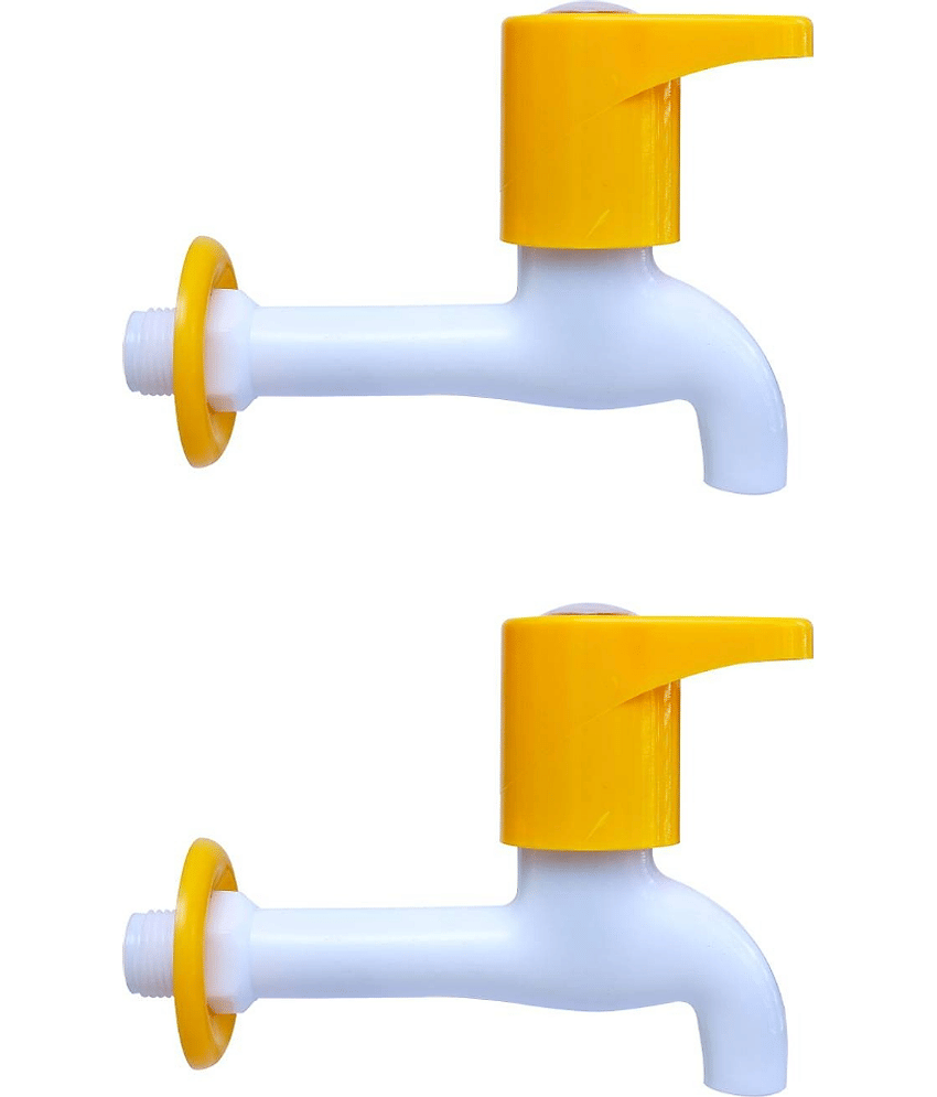 BATHONIX Royal Yellow PVC Long Body Bib Cock Tap - 2 PCS Plastic (ABS) Bathroom Tap (Bib Cock)