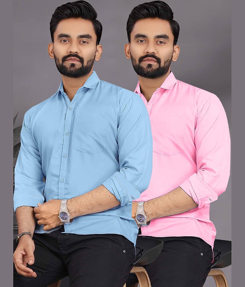 ALY JOHN Cotton Regular Fit Full Sleeves Men's Formal Shirt - Multicolor ( Pack of 2 )