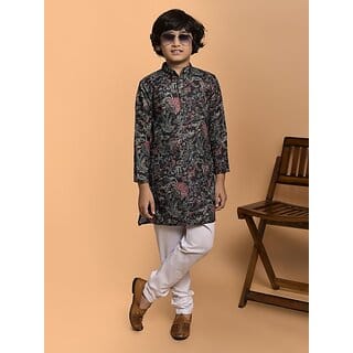 PrintCultr Boys Festive & Party Kurta and Pyjama Set (Black) PrintCultr Boys Festive & Party Kurta and Pyjama Set (Black)