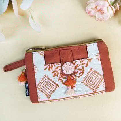 Block Printed Mini Wallet-Orange