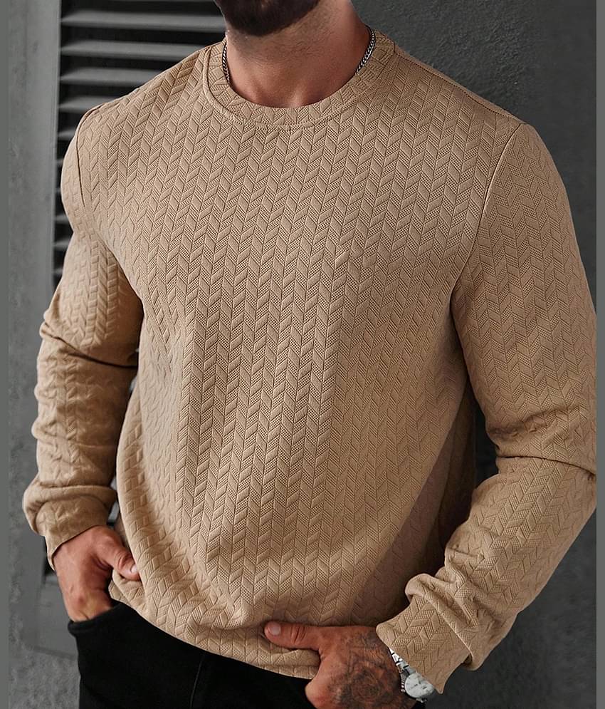 KAJARU Cotton Blend Round Neck Men's Sweatshirt - Cream ( Pack of 1 )