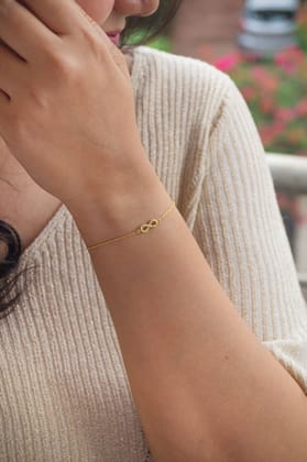 Pretty Tiny Infinity Gold Plated Sterling Silver Chain Bracelet-Gold / 6 inches adjustable upto 8 inches