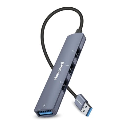 Honeywell  4-in-1 Ultra Slim USB Hub 1xUSB 3.0 & 3 x USB 2.0 Ports, DataTransfer Speed Upto 5GBPS