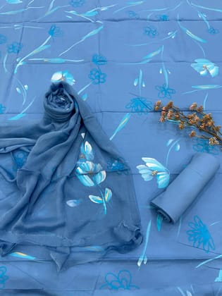 Cotton Suit With Chiffon Dupatta