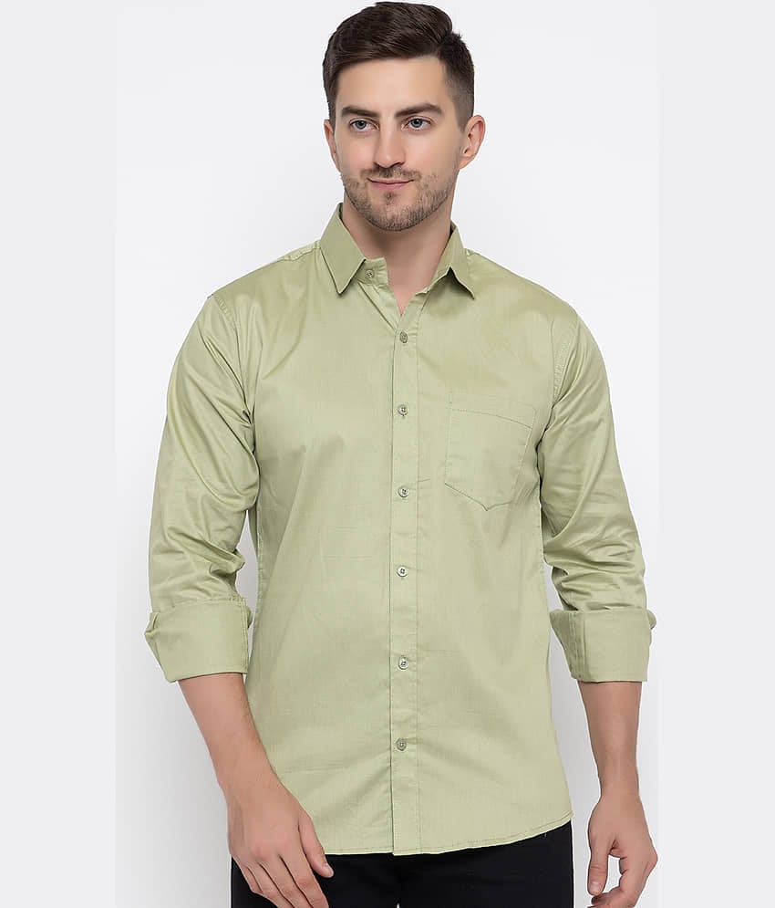 MODERNITY Cotton Blend Regular Fit Solids Full Sleeves Men's Casual Shirt - Green ( Pack of 1 )