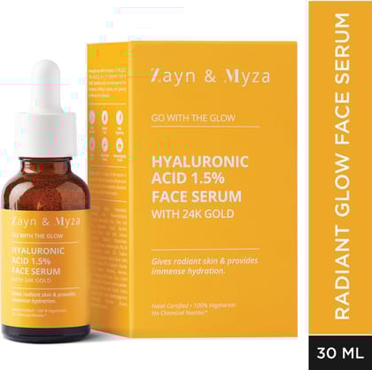 ZM Zayn & Myza Hyaluronic Acid 1.5% with 24k Gold Face Serum, Skin Hydration (30 ml)