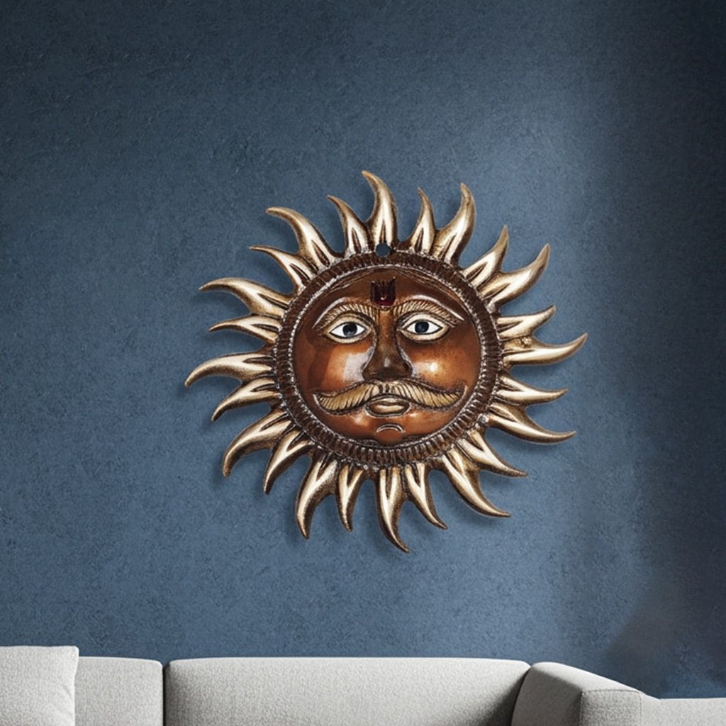 Brass Showpiece Wall Hanging Sun Antique Statue, Height : 1 Inch (BSMAS1279 A)