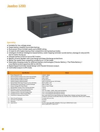 V-Guard Jaadoo 1200 Inverter (Black) | 1100VA / 880W Power Rating | Low Voltage Operation V-Guard Jaadoo 1200 Inverter (Black) | 1100VA / 880W Power Rating | Low Voltage Operation
