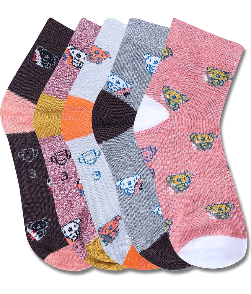 Dollar Multicolor Cotton Blend Boy's Ankle Length Socks ( Pack of 5 )