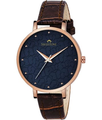 Swisstone Brown Leather Analog Womens Watch
