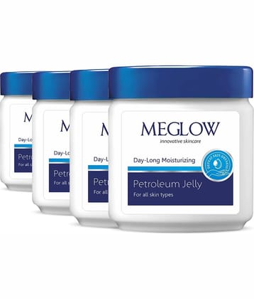 Meglow Petroleum Jelly All Day Long Lasting Moisturizing For Lips & Elbows 100g ( Pack of 4 )