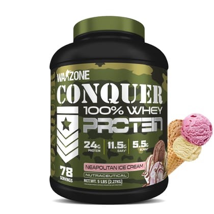 Warzone Conquer 100% Whey Protein-5 Lbs / Neapolitan Icecream