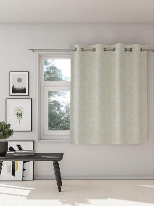 Ddecor Curtain Pack of 1, Polyster Plain & Textures Geometric Curtain, Window 5 Ft, Adaline, Room Darkening |135 CM X 160 CM, White