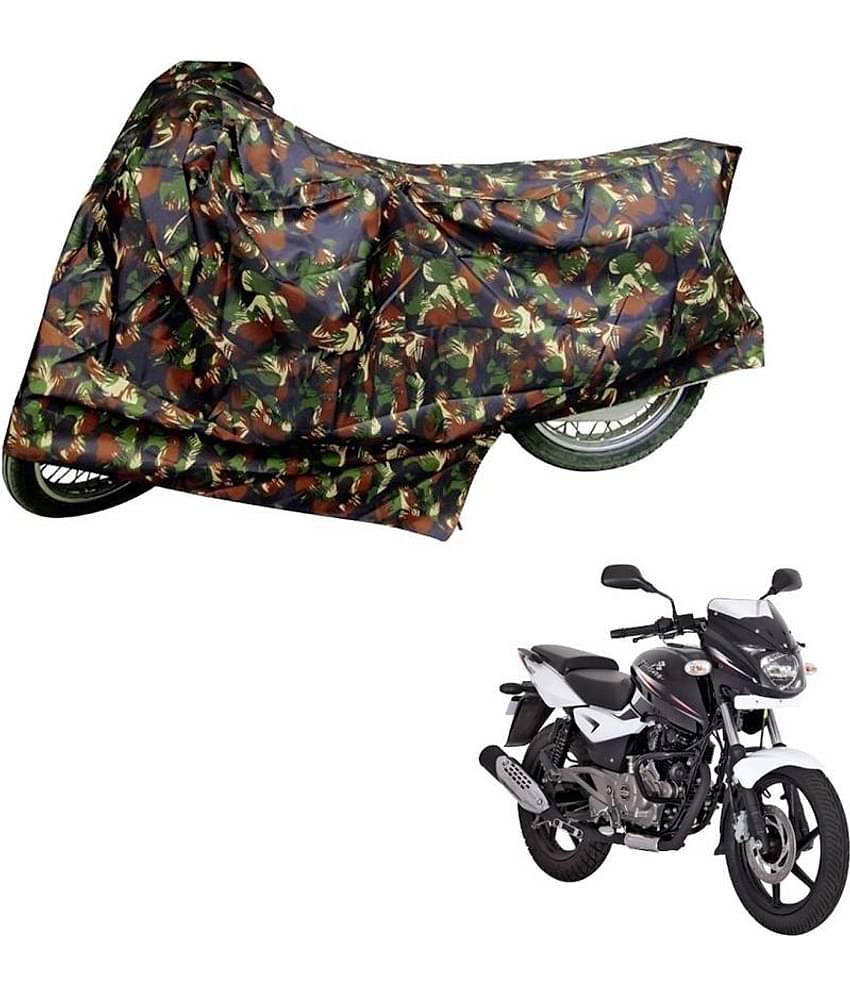AutoRetail Dust Proof Two Wheeler Polyster Cover for Bajaj Pulsar 180 DTS-i (Mirror Pocket, Jungle Color)