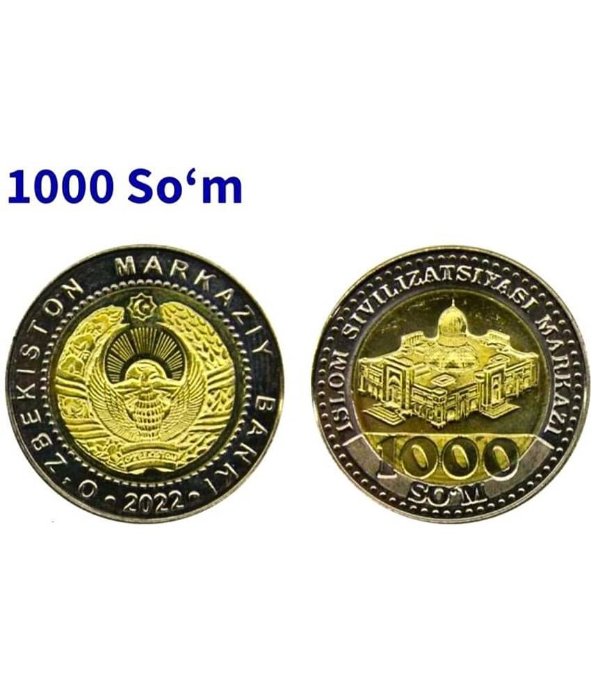 EX RARE UZBEKISTAN 1000 SOM BI-METALIC COIN IN TOP UNC GRADE